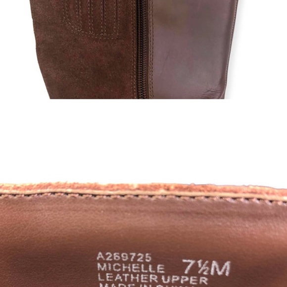 H By Halston Michelle Riding Boot A269725 Size 7.5 Brown Leather Suede - Picture 5 of 10